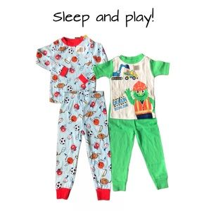 Two pair snuggly fit pajamas size 2T and 3T